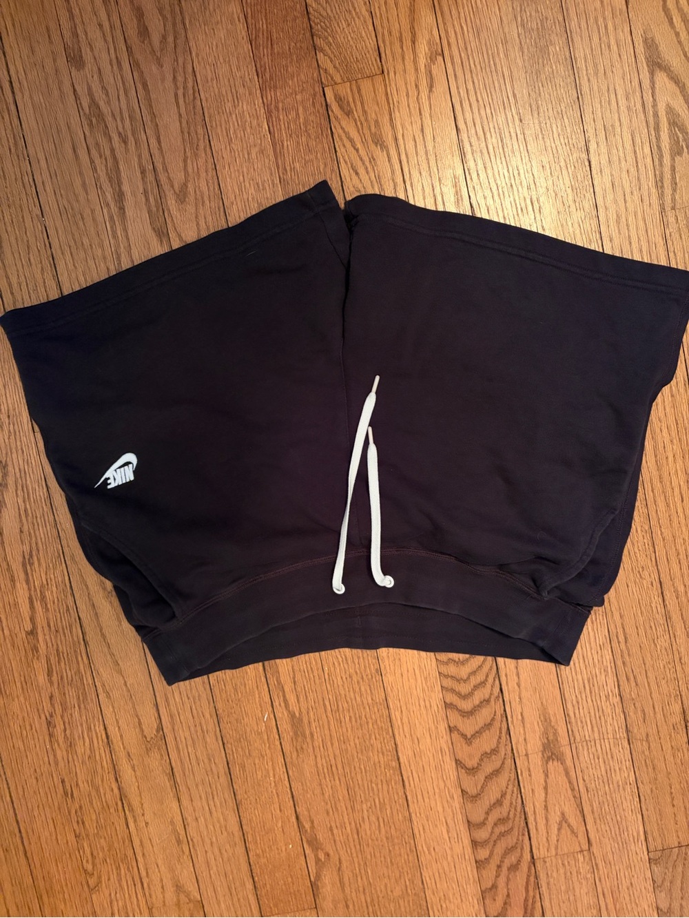 Nike Women's Black Athletic Drawstring Shorts with White Logo